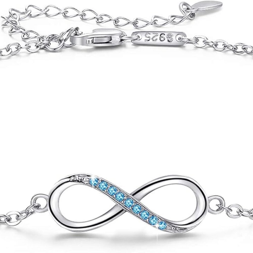 Womens Infinity Anklet Bracelet 925 Sterling Silver Endless Love Symbol Ankle Br
